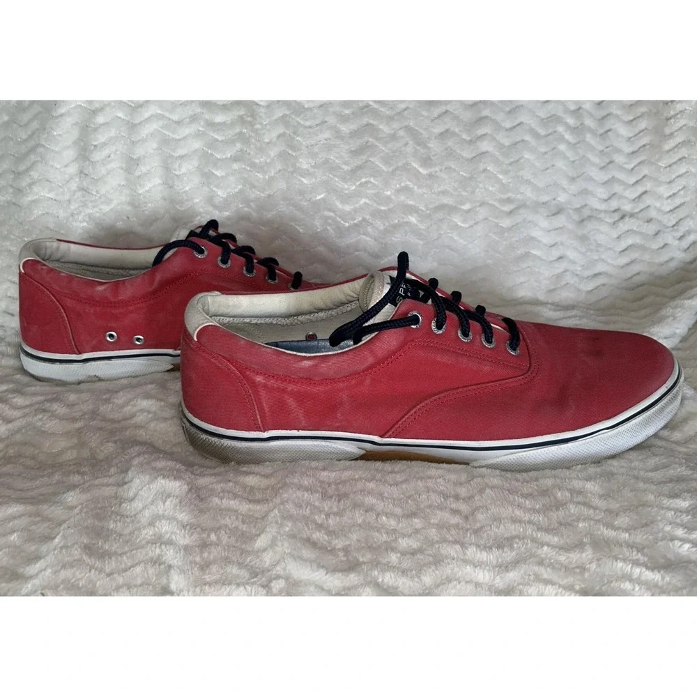 Sperry Top-Sider Shoes Mens Size 11.5 Red Canvas Low Top Casual Boat Sneakers